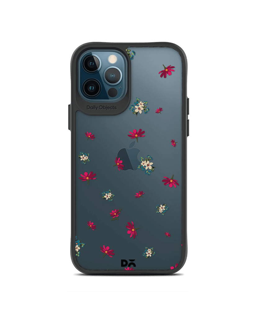 DailyObjects Floating Flowers Black Hybrid Clear Case Cover For iPhone 12 Pro Max