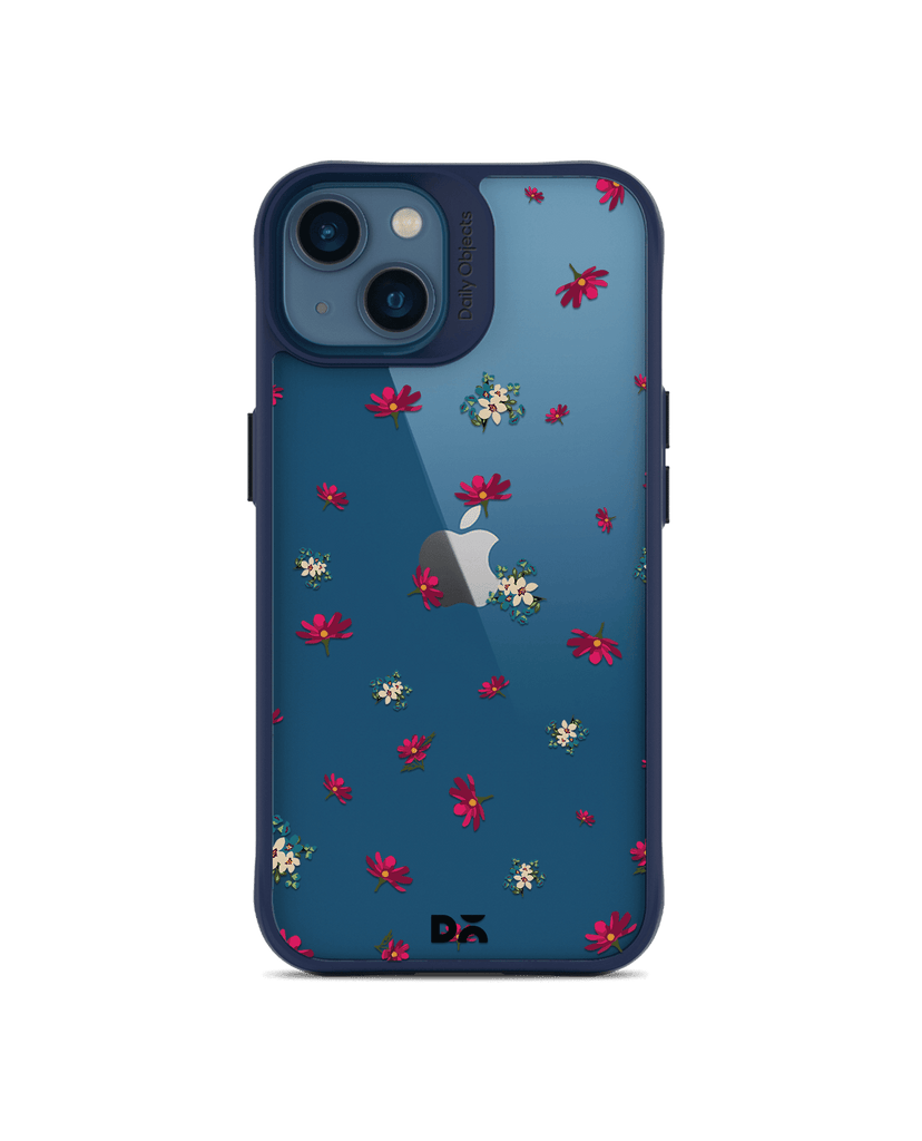 DailyObjects Floating Flowers Blue Hybrid Clear Case Cover For iPhone 13 Mini