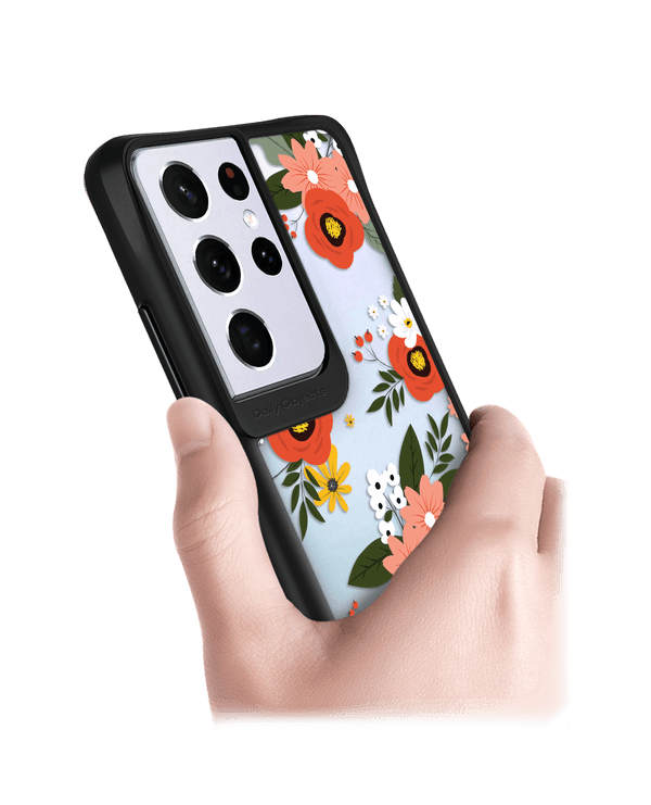 DailyObjects Flower Bunch Black Hybrid Clear Case Cover For Samsung Galaxy S21 Ultra