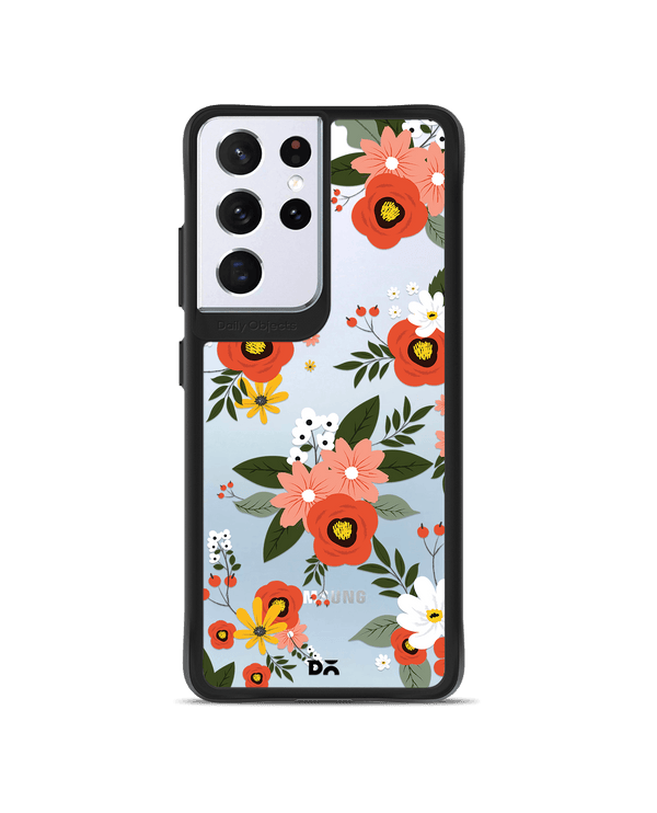 DailyObjects Flower Bunch Black Hybrid Clear Case Cover For Samsung Galaxy S21 Ultra