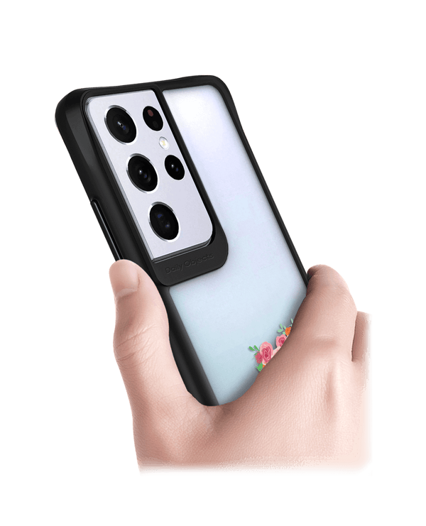 DailyObjects Flower Bunny Black Hybrid Clear Case Cover For Samsung Galaxy S21 Ultra