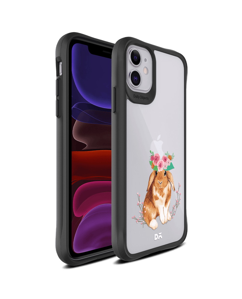 DailyObjects Flower Bunny Black Hybrid Clear Case Cover For iPhone 11