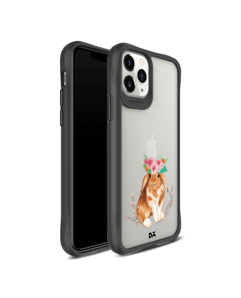 DailyObjects Flower Bunny Black Hybrid Clear Case Cover For iPhone 11 Pro Max