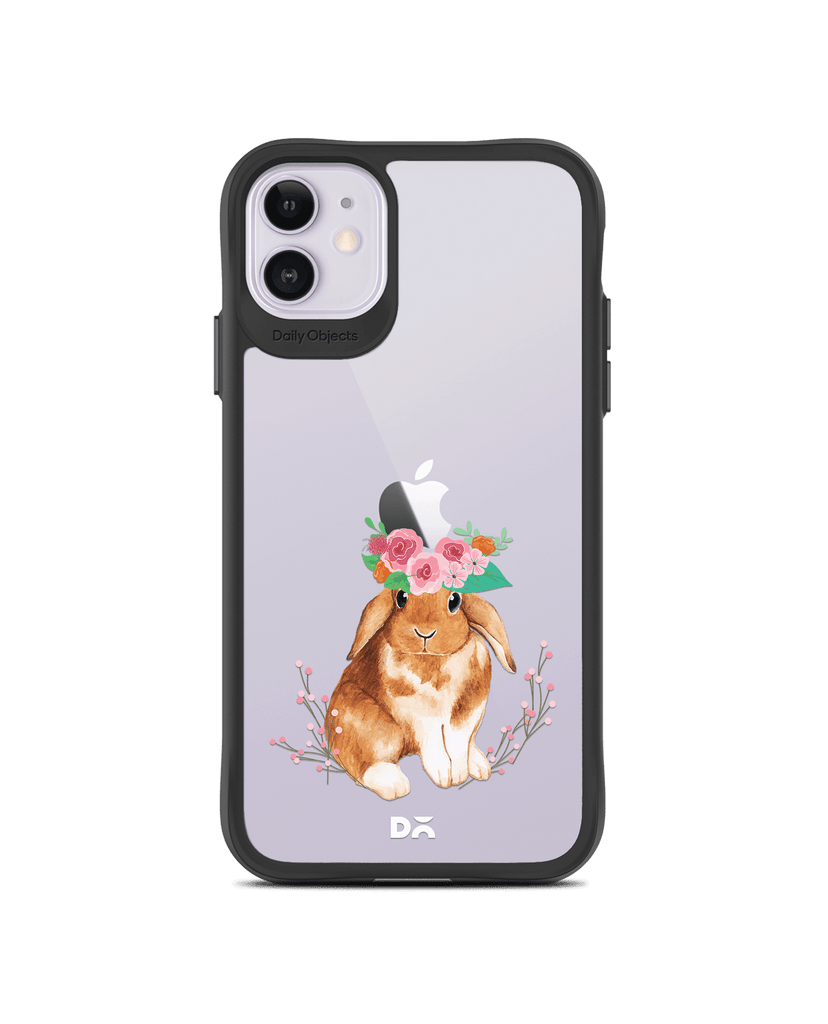 DailyObjects Flower Bunny Black Hybrid Clear Case Cover For iPhone 11