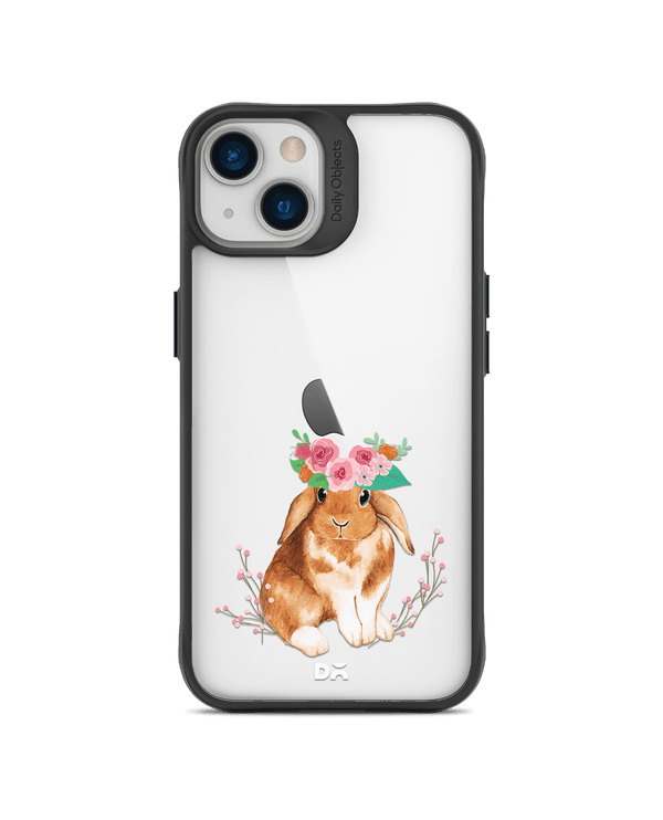 DailyObjects Flower Bunny Black Hybrid Clear Case Cover For iPhone 13 Mini