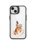 DailyObjects Flower Bunny Black Hybrid Clear Case Cover For iPhone 13 Mini
