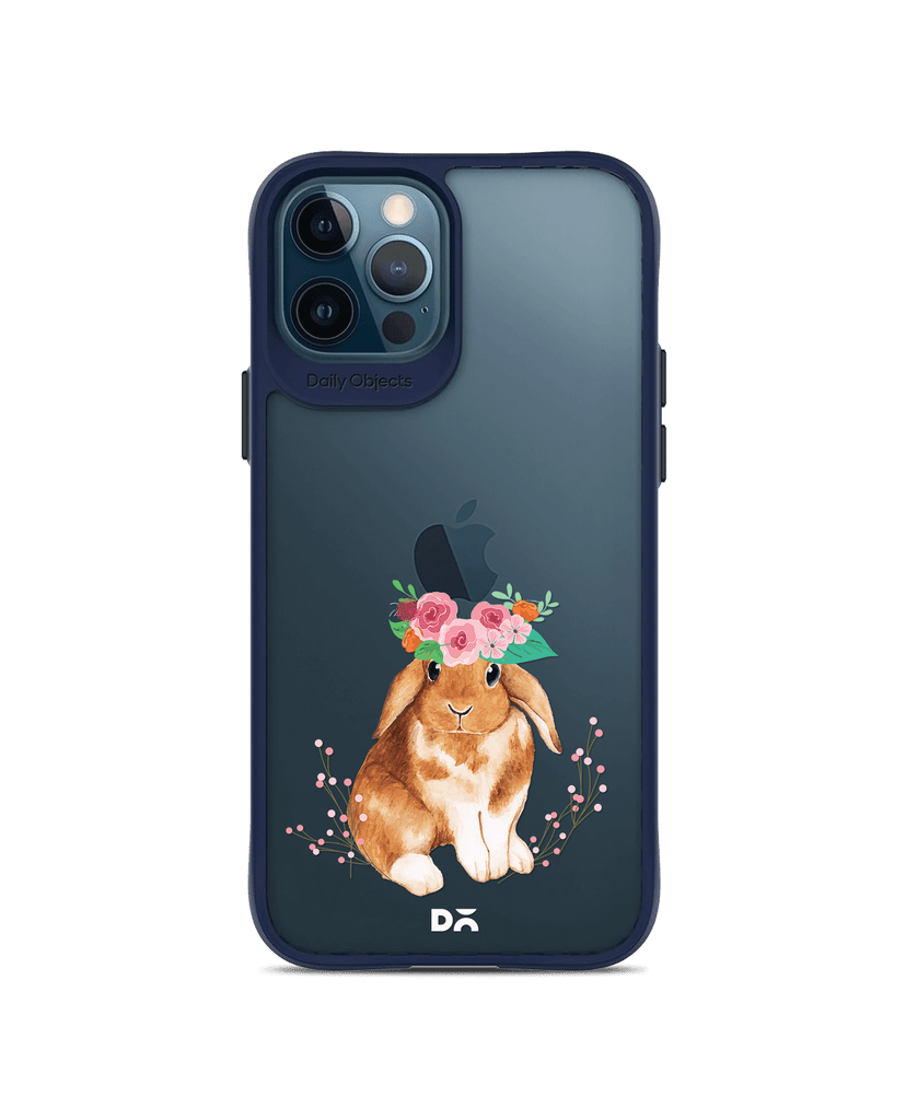 DailyObjects Flower Bunny Blue Hybrid Clear Case Cover For iPhone 12 Pro Max