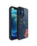 DailyObjects Flower Embroidery Black Hybrid Clear Case Cover For iPhone 12 Mini