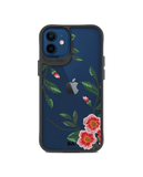 DailyObjects Flower Embroidery Black Hybrid Clear Case Cover For iPhone 12 Mini