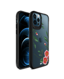 DailyObjects Flower Embroidery Black Hybrid Clear Case Cover For iPhone 12 Pro Max
