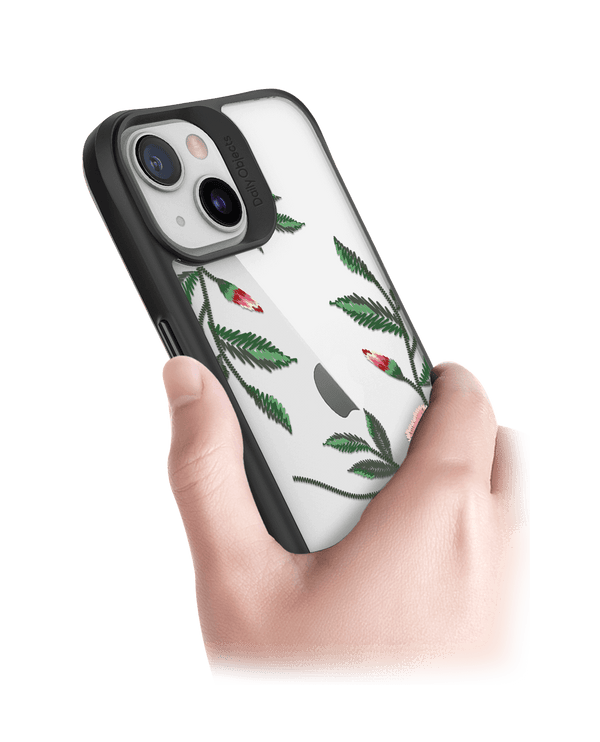 DailyObjects Flower Embroidery Black Hybrid Clear Case Cover For iPhone 13 Mini