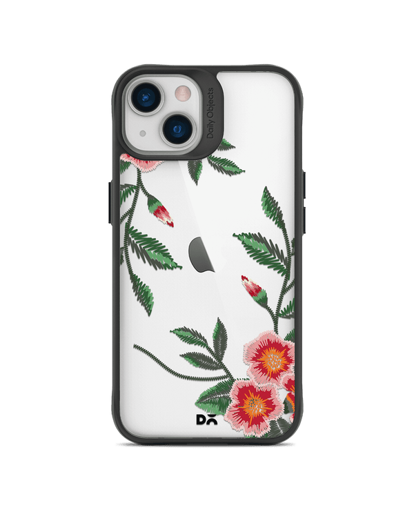 DailyObjects Flower Embroidery Black Hybrid Clear Case Cover For iPhone 13 Mini