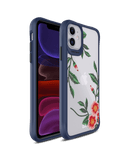DailyObjects Flower Embroidery Blue Hybrid Clear Case Cover For iPhone 11