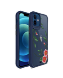 DailyObjects Flower Embroidery Blue Hybrid Clear Case Cover For iPhone 12 Mini