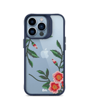 DailyObjects Flower Embroidery Blue Hybrid Clear Case Cover For iPhone 13 Pro