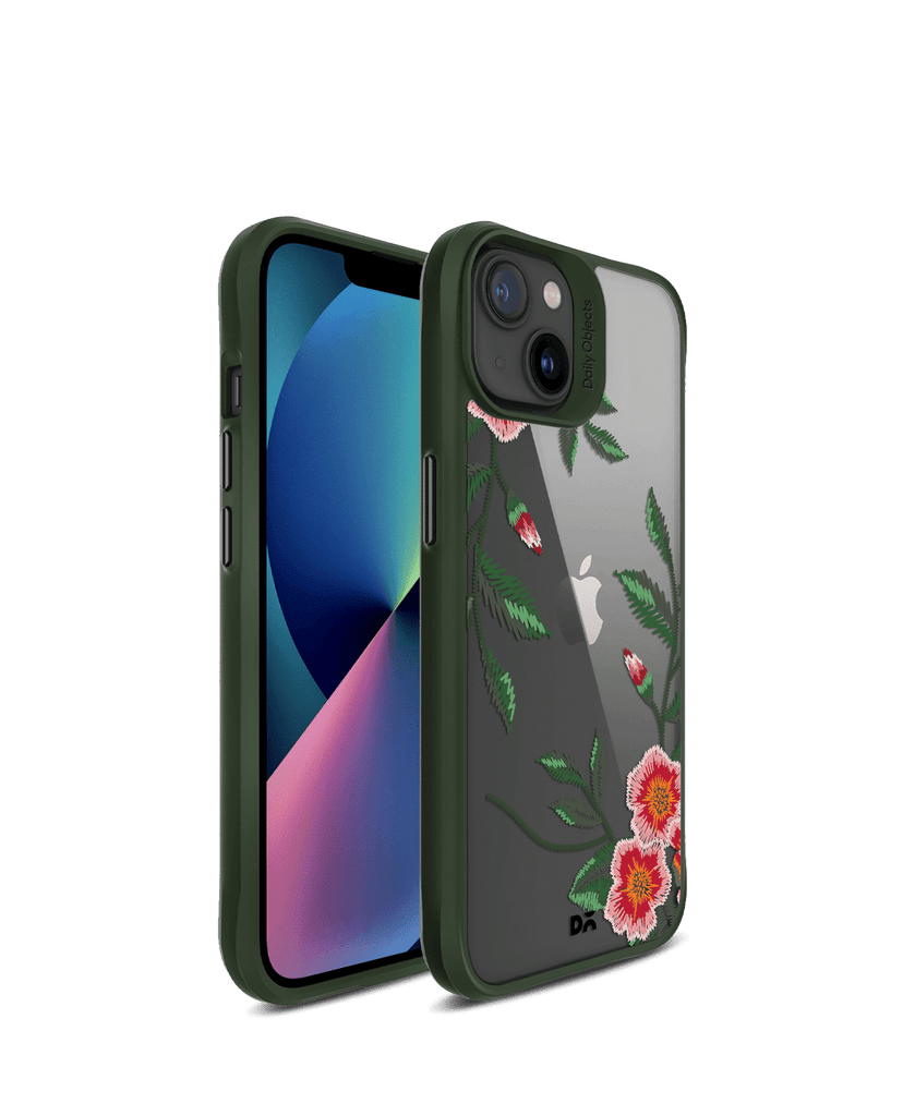 DailyObjects Flower Embroidery Green Hybrid Clear Case Cover For iPhone 13 Mini