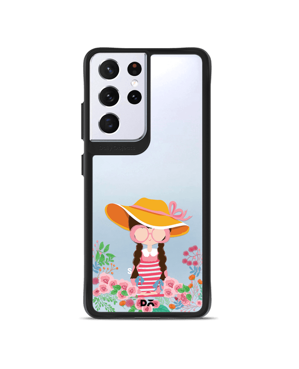 DailyObjects Flower Nerd Black Hybrid Clear Case Cover For Samsung Galaxy S21 Ultra