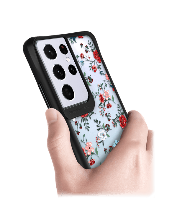 DailyObjects Flower Sheet Black Hybrid Clear Case Cover For Samsung Galaxy S21 Ultra