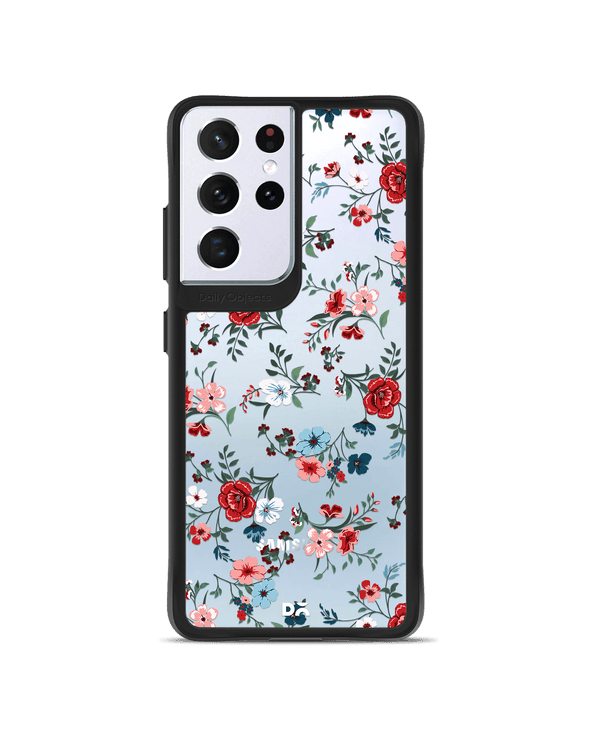 DailyObjects Flower Sheet Black Hybrid Clear Case Cover For Samsung Galaxy S21 Ultra