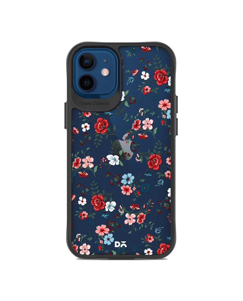 DailyObjects Flower Sheet Black Hybrid Clear Case Cover For iPhone 12 Mini