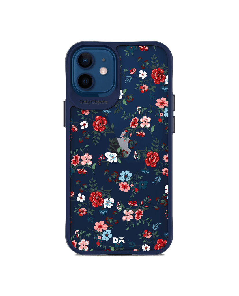 DailyObjects Flower Sheet Blue Hybrid Clear Case Cover For iPhone 12