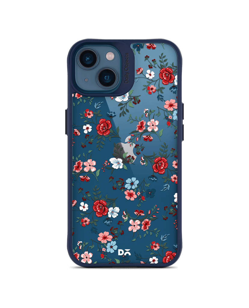 DailyObjects Flower Sheet Blue Hybrid Clear Case Cover For iPhone 13