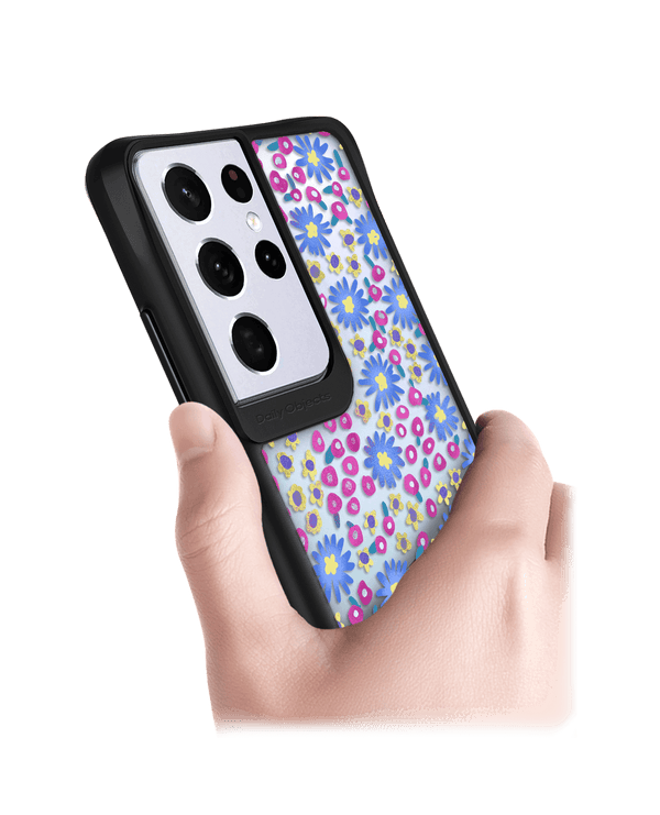 DailyObjects Glittering Daisy Black Hybrid Clear Case Cover For Samsung Galaxy S21 Ultra