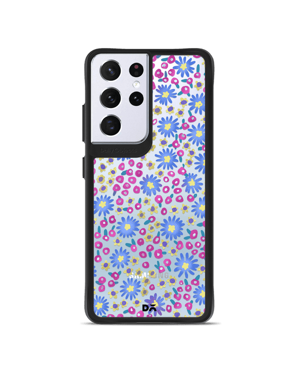 DailyObjects Glittering Daisy Black Hybrid Clear Case Cover For Samsung Galaxy S21 Ultra