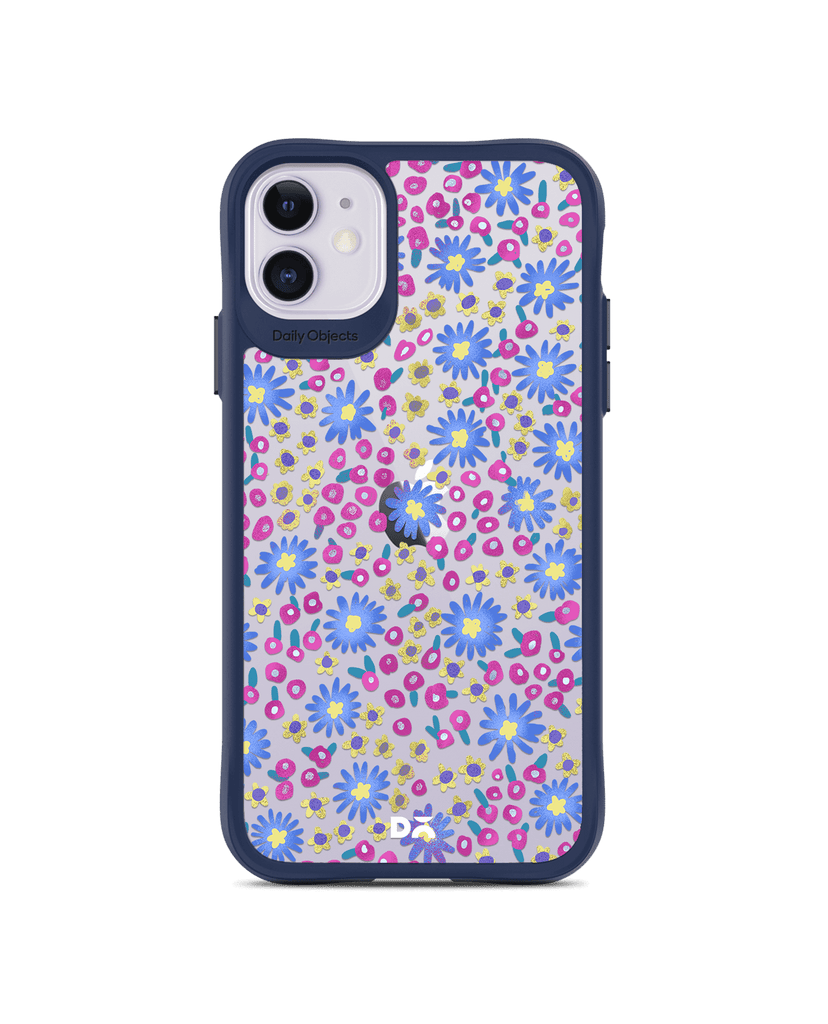 DailyObjects Glittering Daisy Blue Hybrid Clear Case Cover For iPhone 11