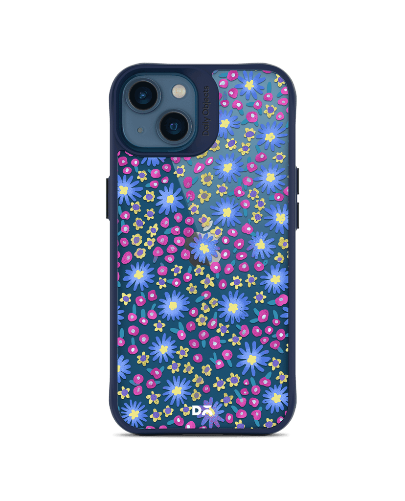 DailyObjects Glittering Daisy Blue Hybrid Clear Case Cover For iPhone 13 Mini