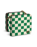 Green Checkerboard Zip Wallet