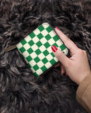 Green Checkerboard Zip Wallet