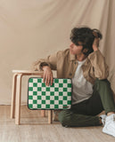 Green Checkerboard Zippered Sleeve For Laptop/MacBook