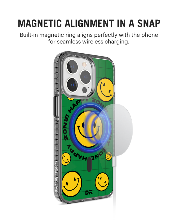 Green Happy Zone Stride 2.0 Clear MagSafe Phone Case Cover For iPhone 15 Pro Max