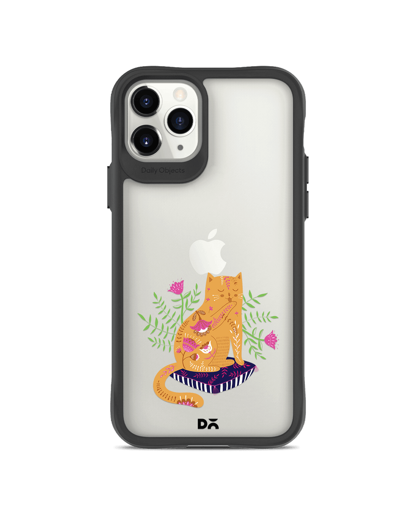 DailyObjects Happy Kitty Black Hybrid Clear Case Cover For iPhone 11 Pro