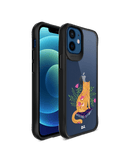 DailyObjects Happy Kitty Black Hybrid Clear Case Cover For iPhone 12 Mini