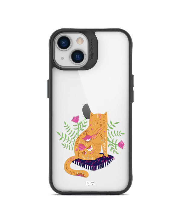 DailyObjects Happy Kitty Black Hybrid Clear Case Cover For iPhone 13 Mini