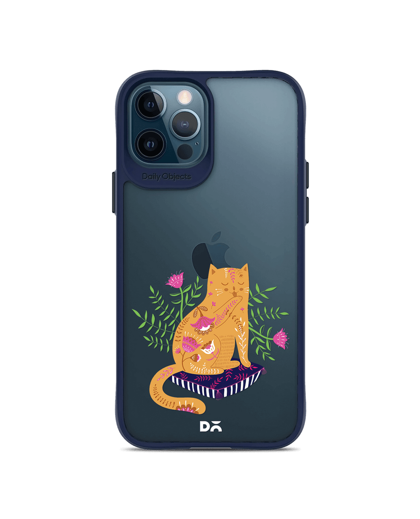 DailyObjects Happy Kitty Blue Hybrid Clear Case Cover For iPhone 12 Pro Max