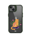 DailyObjects Happy Kitty Green Hybrid Clear Case Cover For iPhone 13 Mini