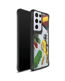 DailyObjects Lego Attack Black Hybrid Clear Case Cover For Samsung Galaxy S21 Ultra