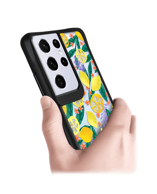 DailyObjects Lemony Leafy Black Hybrid Clear Case Cover For Samsung Galaxy S21 Ultra