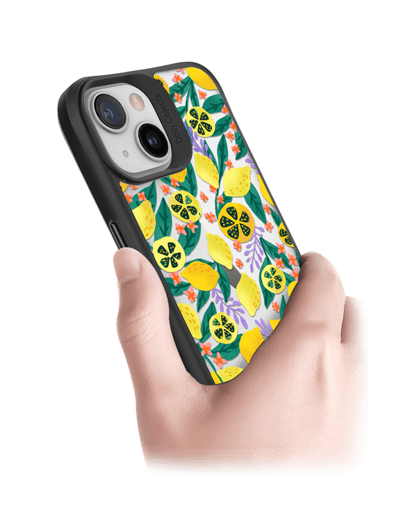 DailyObjects Lemony Leafy Black Hybrid Clear Case Cover For iPhone 13 Mini