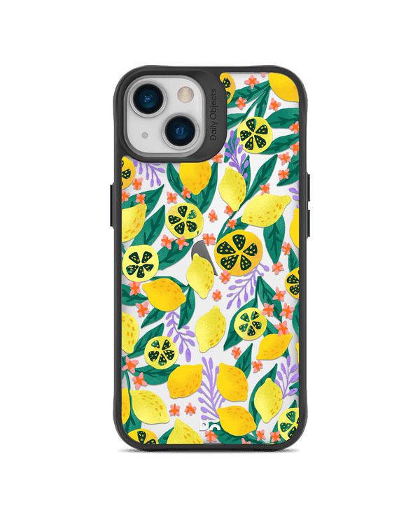 DailyObjects Lemony Leafy Black Hybrid Clear Case Cover For iPhone 13 Mini