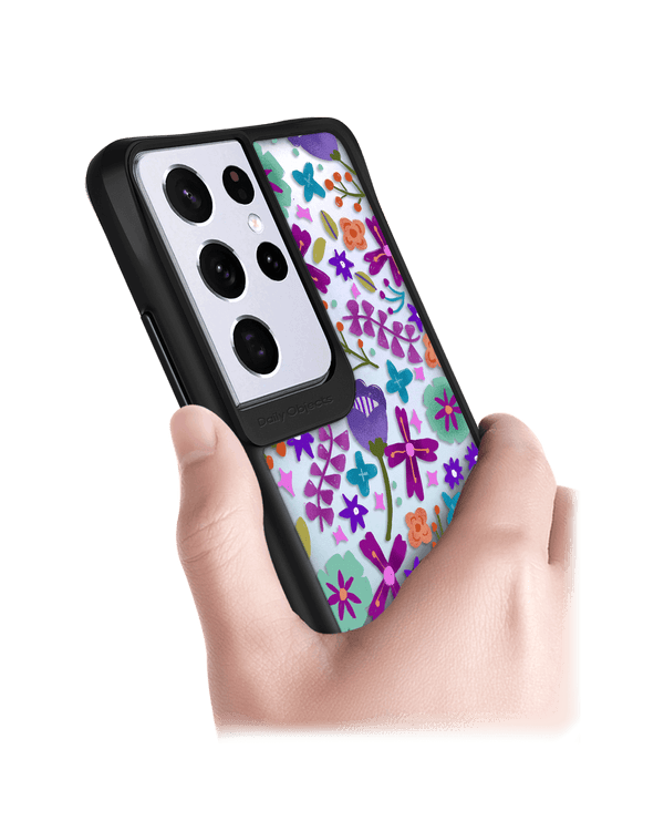 DailyObjects Lilac Bellflower Black Hybrid Clear Case Cover For Samsung Galaxy S21 Ultra