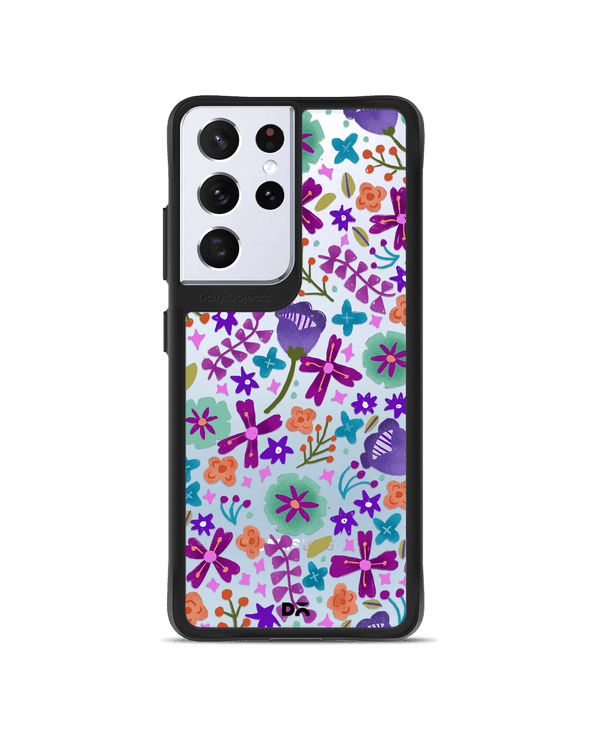 DailyObjects Lilac Bellflower Black Hybrid Clear Case Cover For Samsung Galaxy S21 Ultra