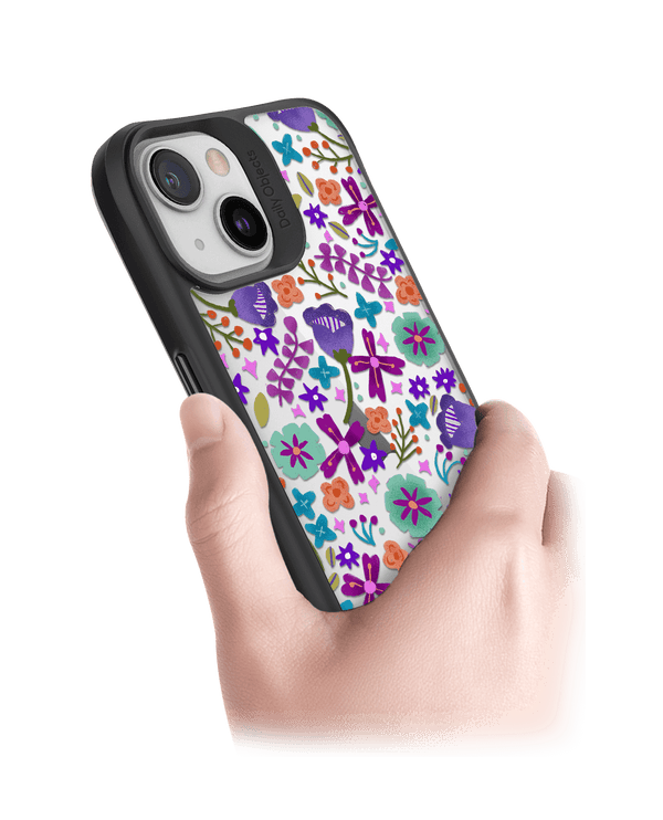 DailyObjects Lilac Bellflower Black Hybrid Clear Case Cover For iPhone 13 Mini