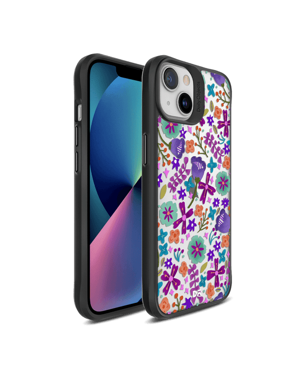 DailyObjects Lilac Bellflower Black Hybrid Clear Case Cover For iPhone 13 Mini
