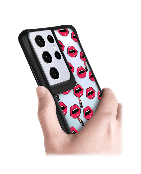 DailyObjects Lipstick Icon Black Hybrid Clear Case Cover For Samsung Galaxy S21 Ultra