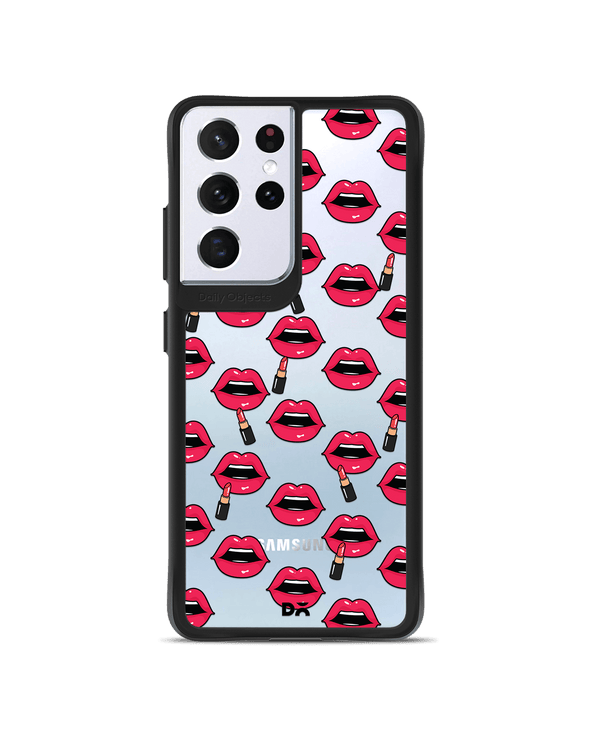 DailyObjects Lipstick Icon Black Hybrid Clear Case Cover For Samsung Galaxy S21 Ultra