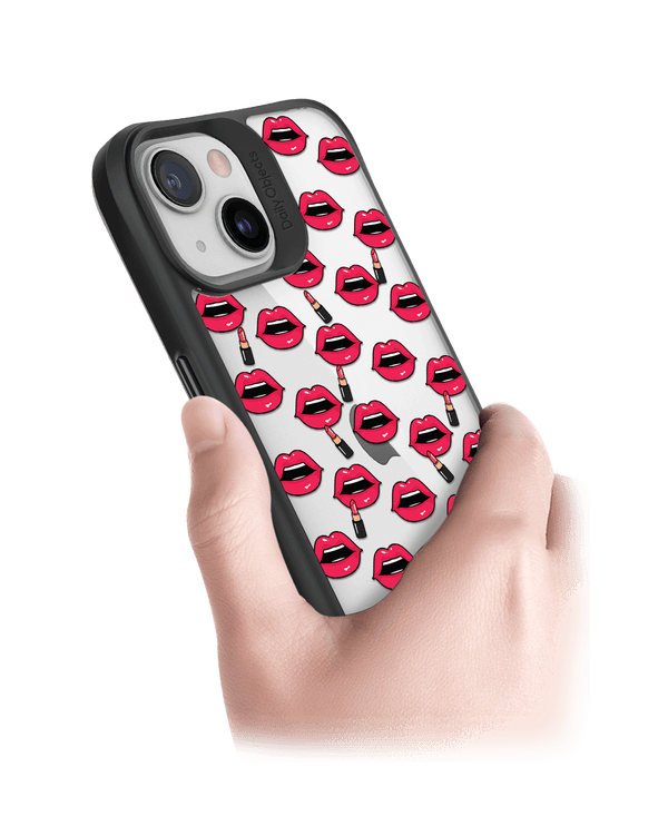 DailyObjects Lipstick Icon Black Hybrid Clear Case Cover For iPhone 13 Mini